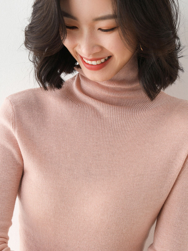 Pink Bodycon Classic Base Knit Sweaters