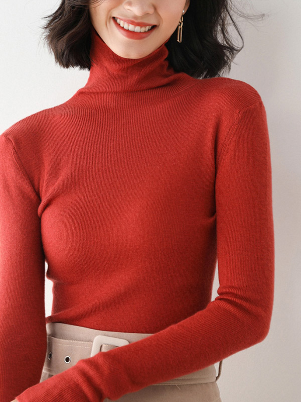 Red Bodycon Classic Base Knit Sweaters