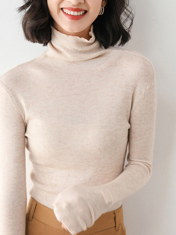 Beige Bodycon Classic Base Knit Sweaters