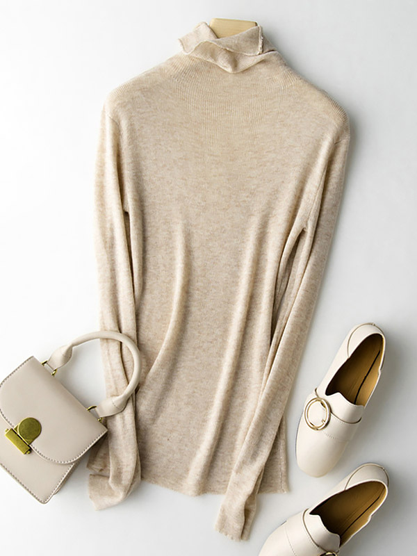 Beige Bodycon Classic Base Knit Sweaters