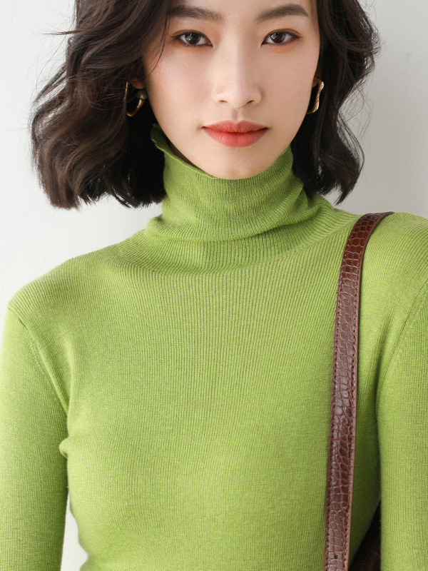 Green Bodycon Classic Base Knit Sweaters