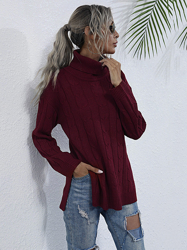 Red Oversize Split Knit Sweaters