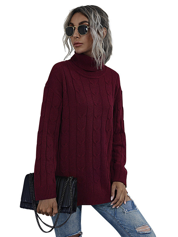 Red Oversize Split Knit Sweaters