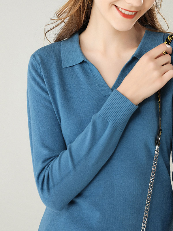 Blue Polo Knit Sweaters