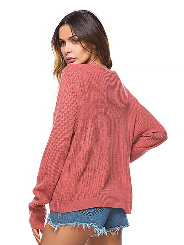 Red Deep V Base Knit Sweaters