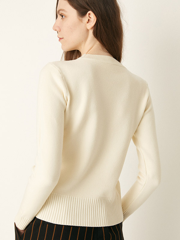 Apricot Bottoming Round Neck Bodycon Knit Sweaters