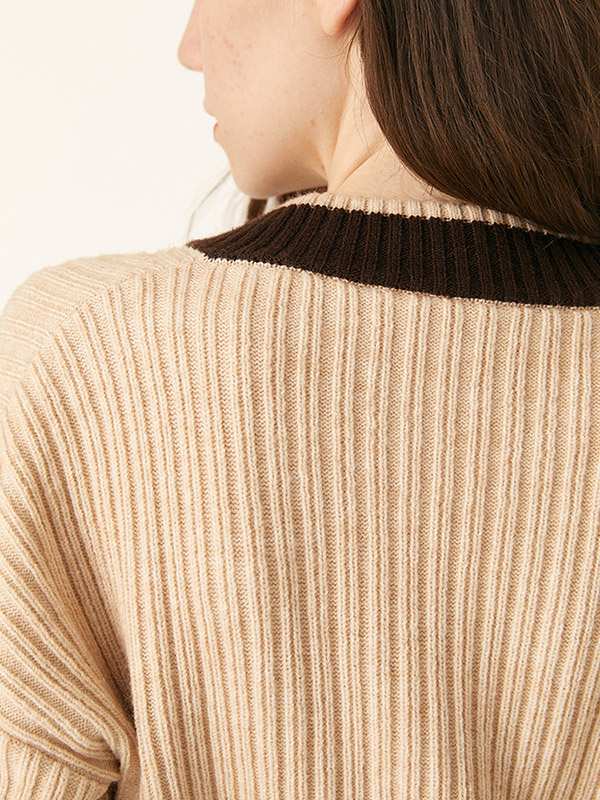 Apricot V-neck Candy Color Knit Sweaters