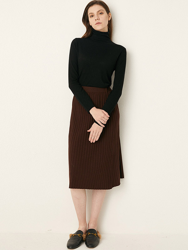 Black All-match Stand Collar Bottoming Knit Sweaters