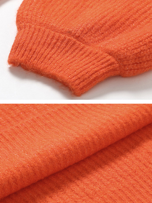 Orange Loose High Waist Knitted Sweater