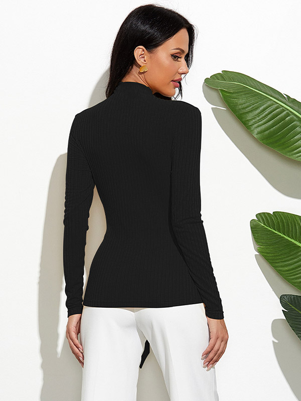 Black High Neck Long Sleeve Slim Sweater