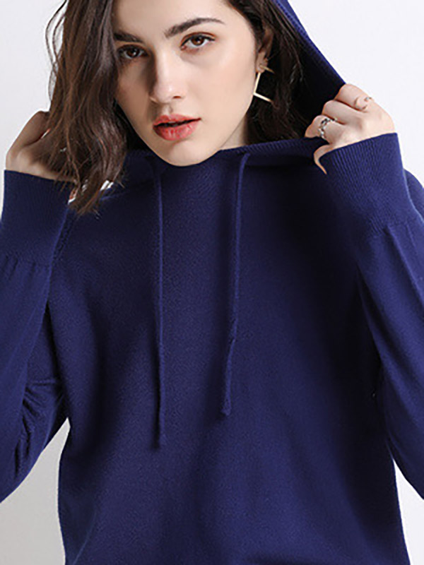 Purple Long Sleeves Medium Knit Hoodies