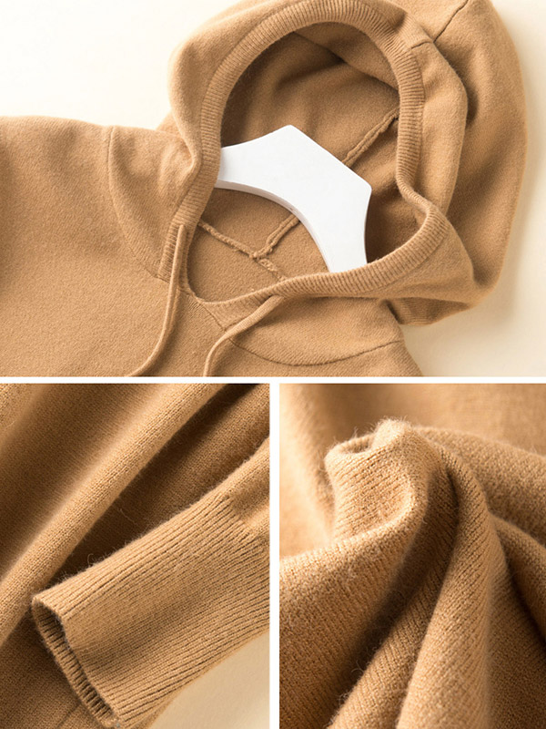 Khaki Fine Knit Oversize Long Hoodies