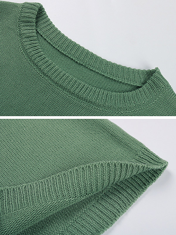 Green Stylish Knitted Cropped Sweaters And Shorts Sets