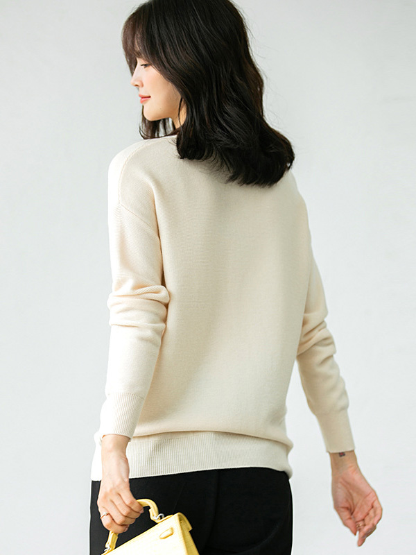 Apricot V Neck Knitted Top