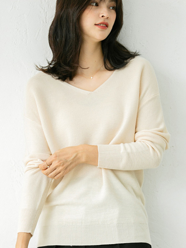 Apricot V Neck Knitted Top