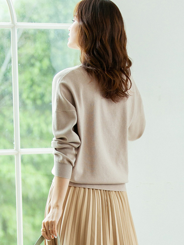 Khaki Round Neck Knit Top