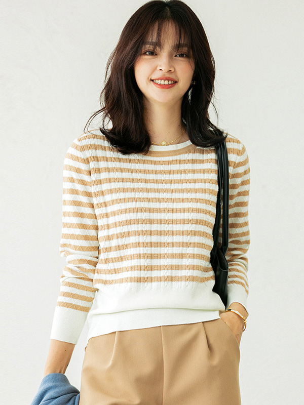 Khaki Striped Knitted Top