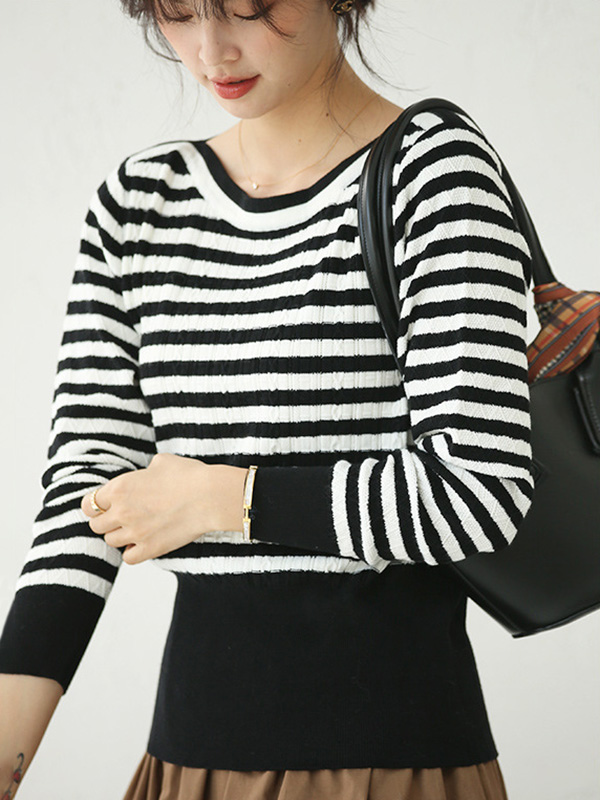 Black Striped Knitted Top