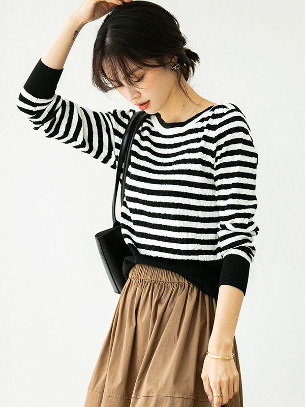 Black Striped Knitted Top