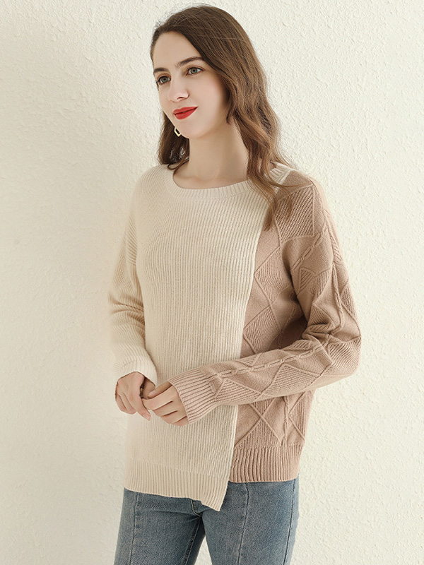 Apricot Color Block Knit Top