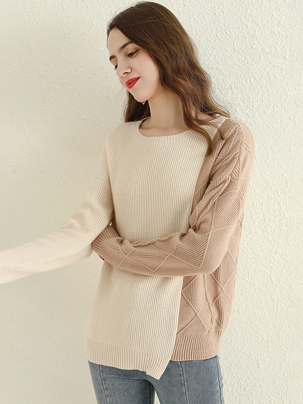 Apricot Color Block Knit Top