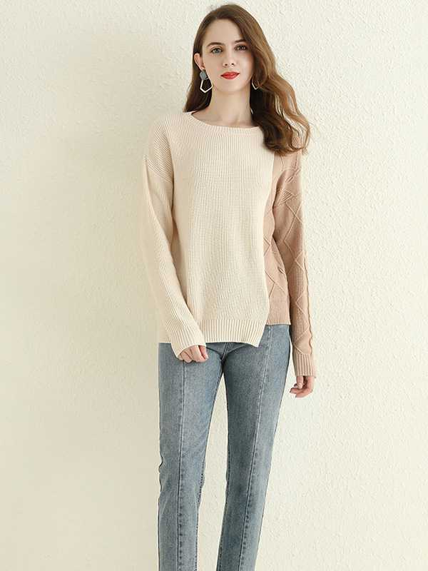 Apricot Color Block Knit Top