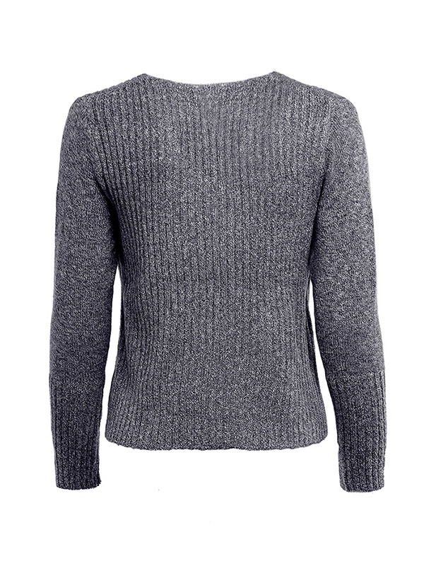 Dark Grey Deep V Neck Sweater