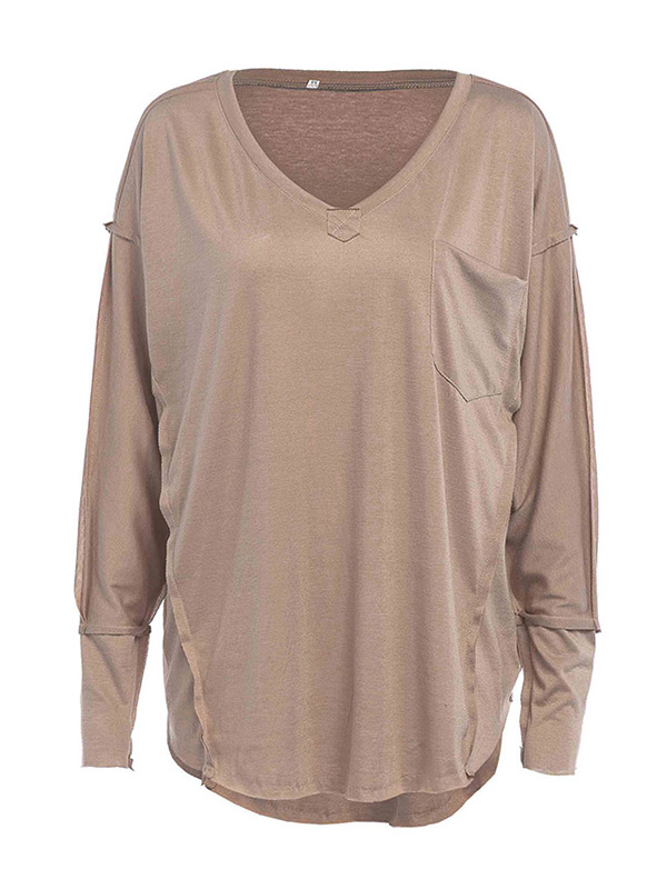 Khaki V Neck Kntted Top