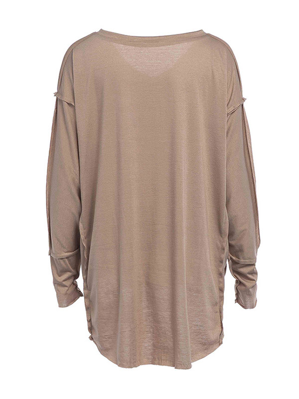 Khaki V Neck Kntted Top